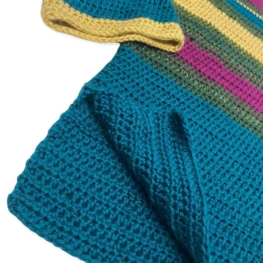 Chunky Hand-Knit Color Block Sweater - Picture 9 of 12